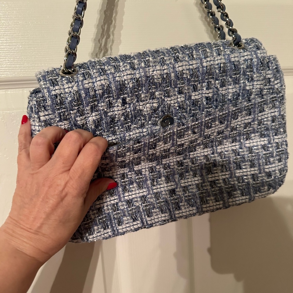 Beautiful blue tweed flap bag!